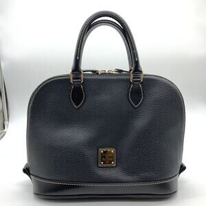 Dooney & Bourke Black Pebble Leather Purse Zip Satchel Handbags